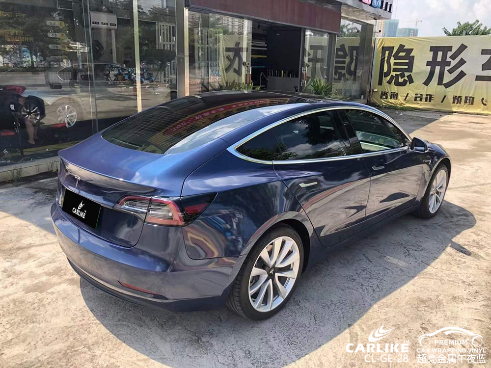 CARLIKE卡莱克™CL-GE-28特斯拉超亮金属午夜蓝全车改色