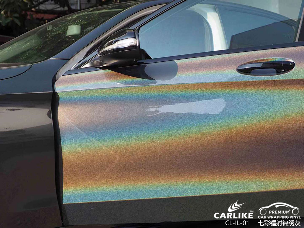 CARLIKE卡莱克™CL-IL-01特斯拉七彩镭射锦绣灰车身贴膜