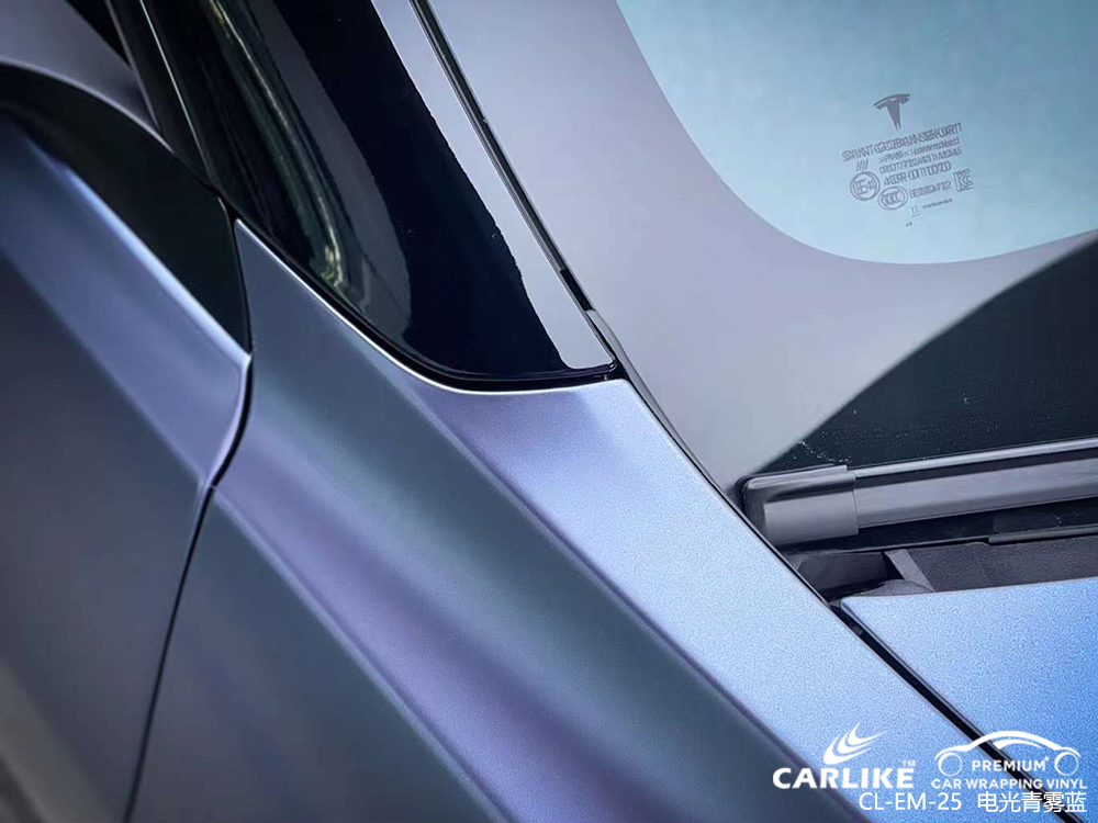 CARLIKE卡莱克™CL-EM-22特斯拉电光青雾蓝车身贴膜
