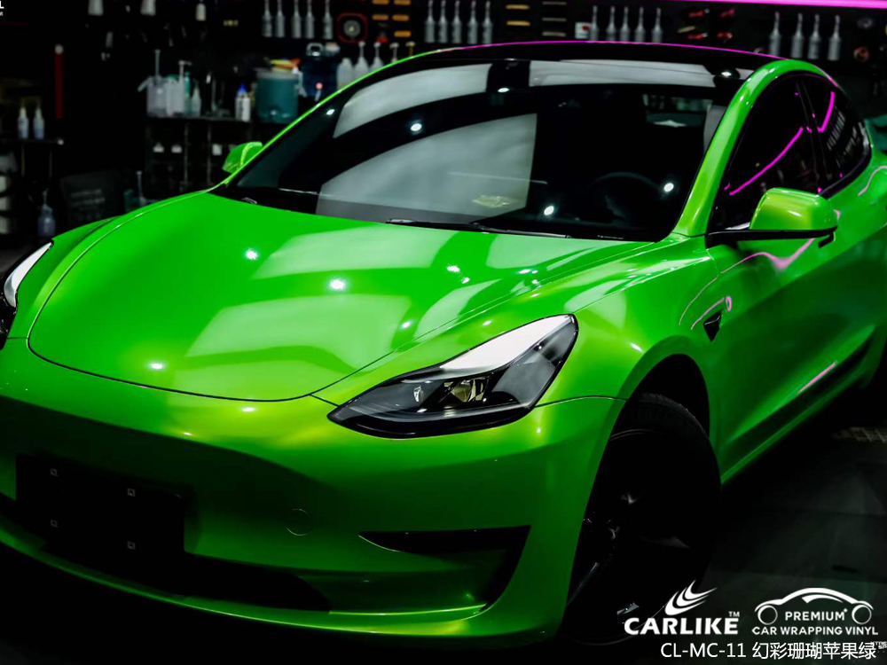 CARLIKE卡莱克™CL-MC-11特斯拉幻彩珊瑚苹果绿全车贴膜