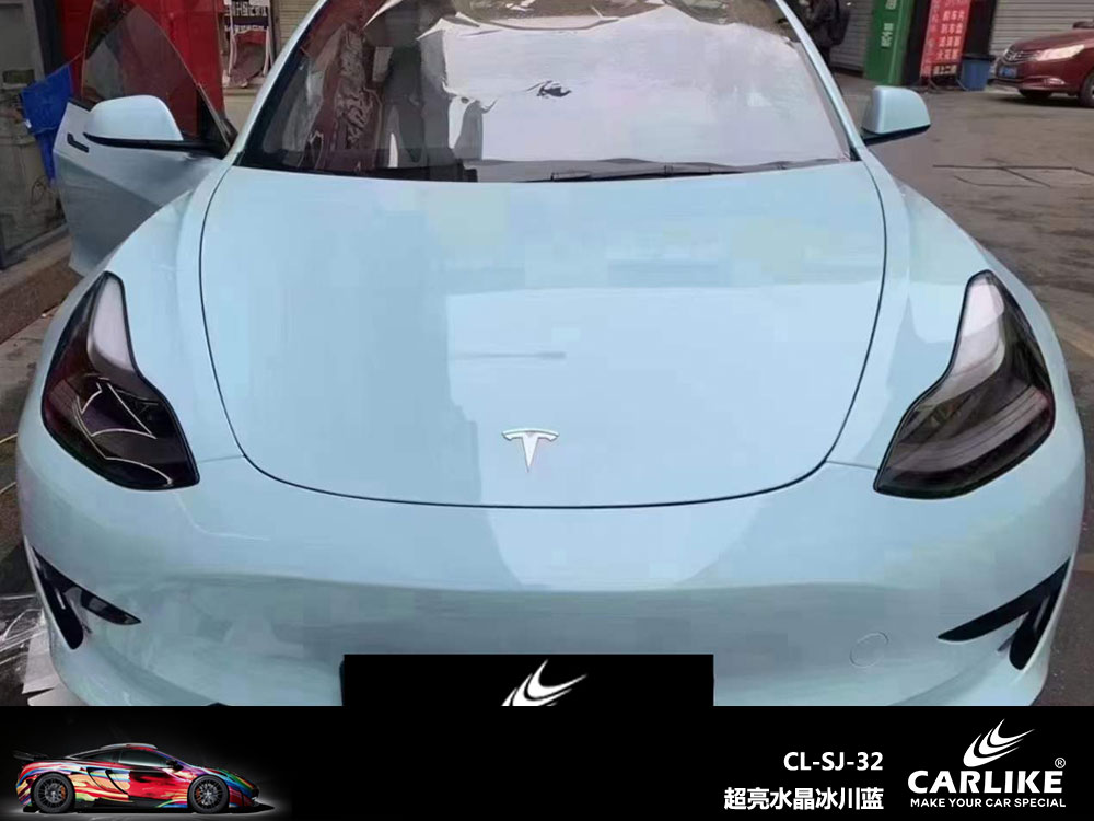 CARLIKE卡莱克™CL-SJ-32特斯拉超亮水晶冰川蓝全车贴膜