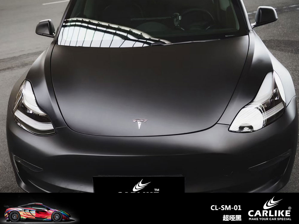 CARLIKE卡莱克™CL-SM-01特斯拉超哑黑车身贴膜
