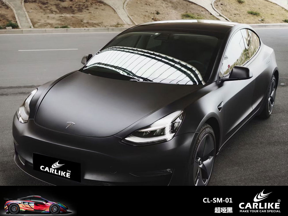 CARLIKE卡莱克™CL-SM-01特斯拉超哑黑车身贴膜