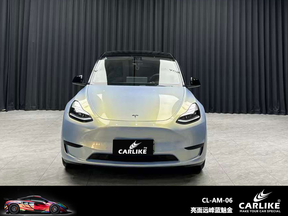 CARLIKE卡莱克™CL-AW-06特斯拉亮面远峰蓝魅金全车贴膜