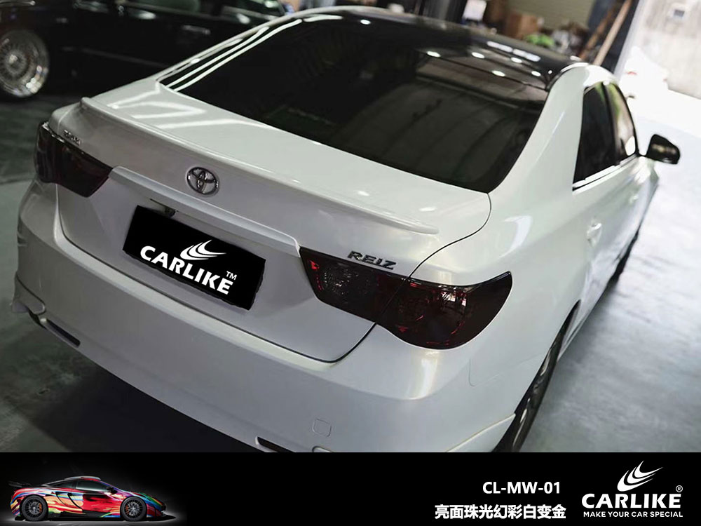 CARLIKE卡莱克™CL-MW-01丰田亮面珠光幻彩白变金全车贴膜