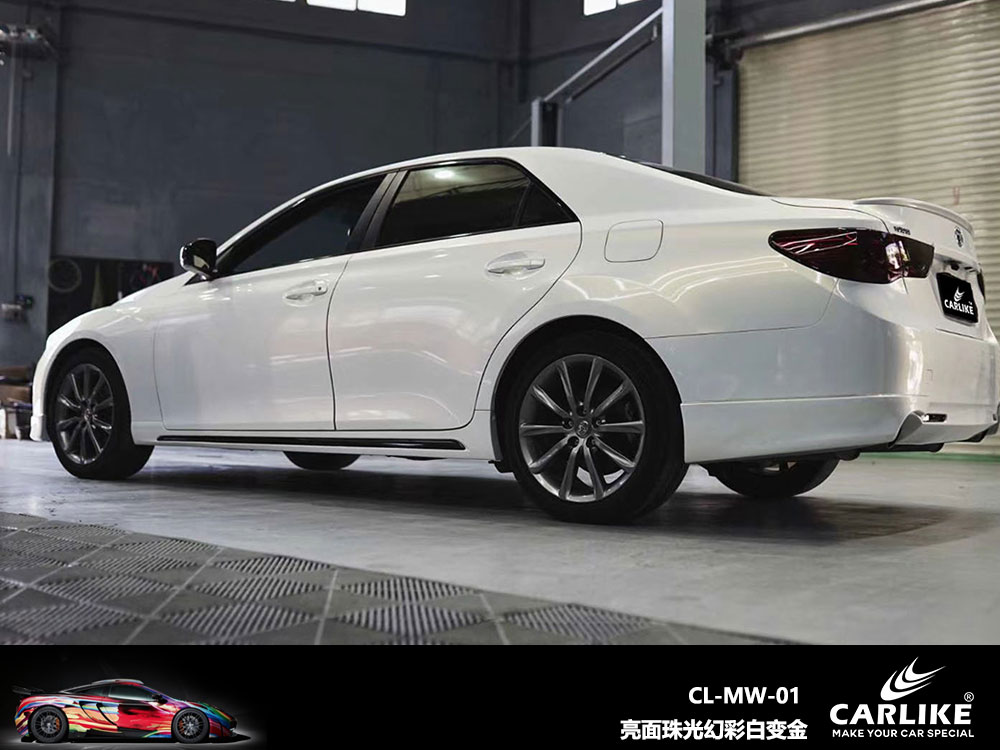 CARLIKE卡莱克™CL-MW-01丰田亮面珠光幻彩白变金全车贴膜