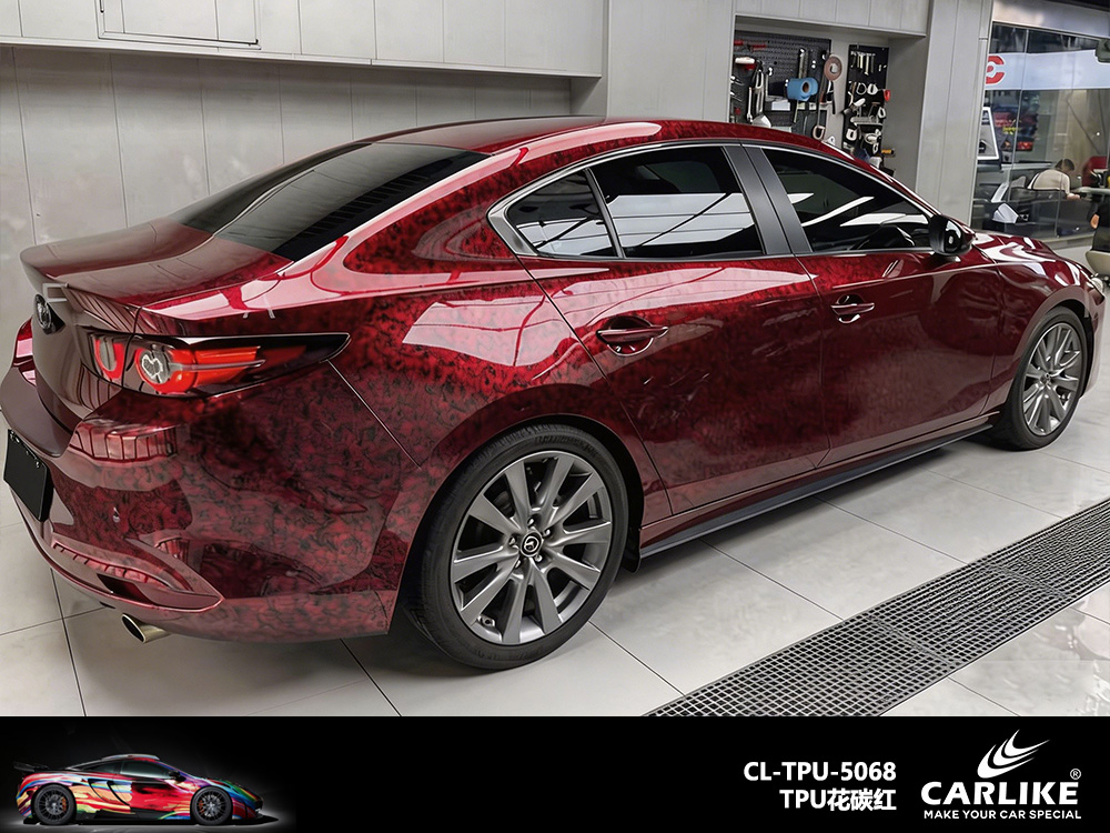 CARLIKE卡莱克™CL-TPU-5068马自达TPU花碳红汽车改色
