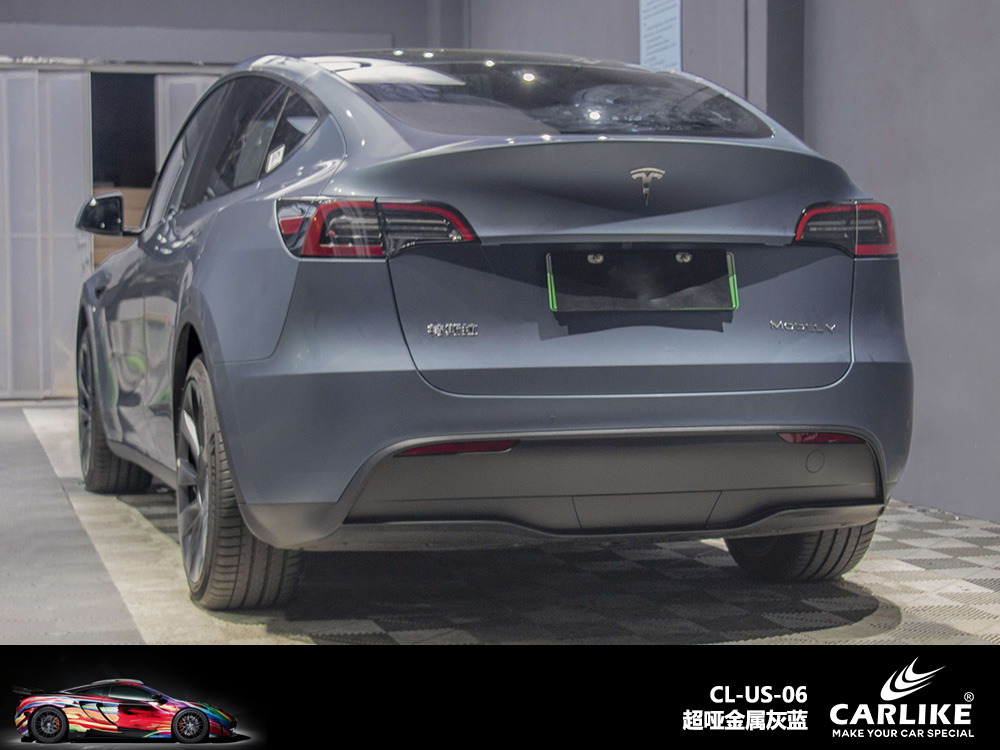 CARLIKE卡莱克™CL-US-06特斯拉超哑金属灰蓝车身改色