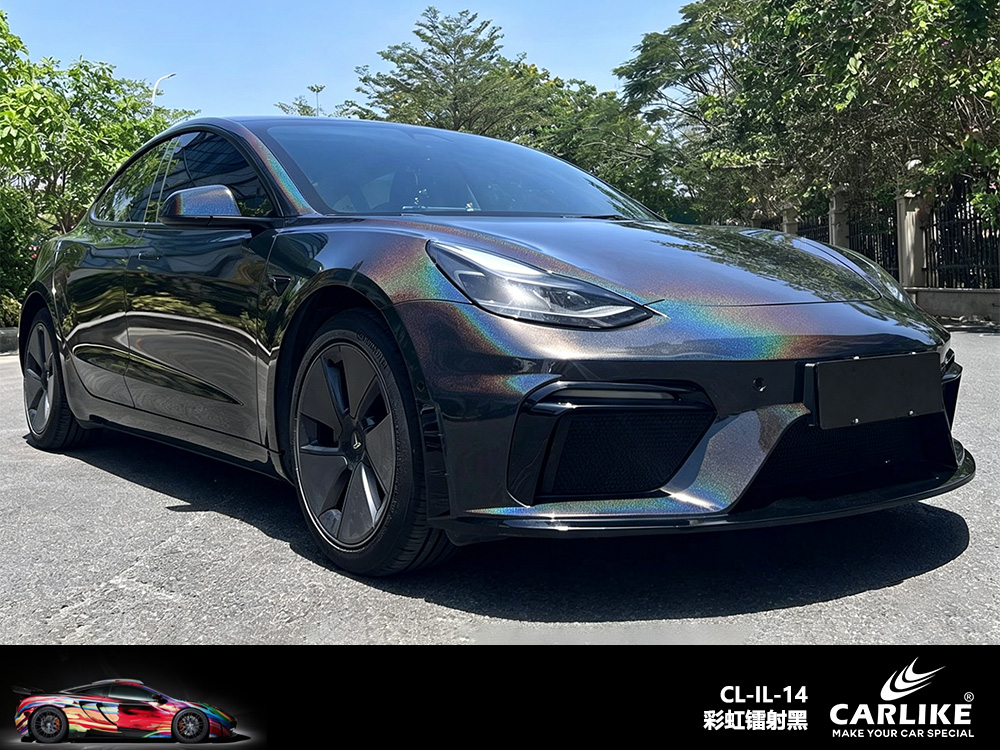 CARLIKE卡莱克™CL-IL-14特斯拉彩虹镭射黑车身改色